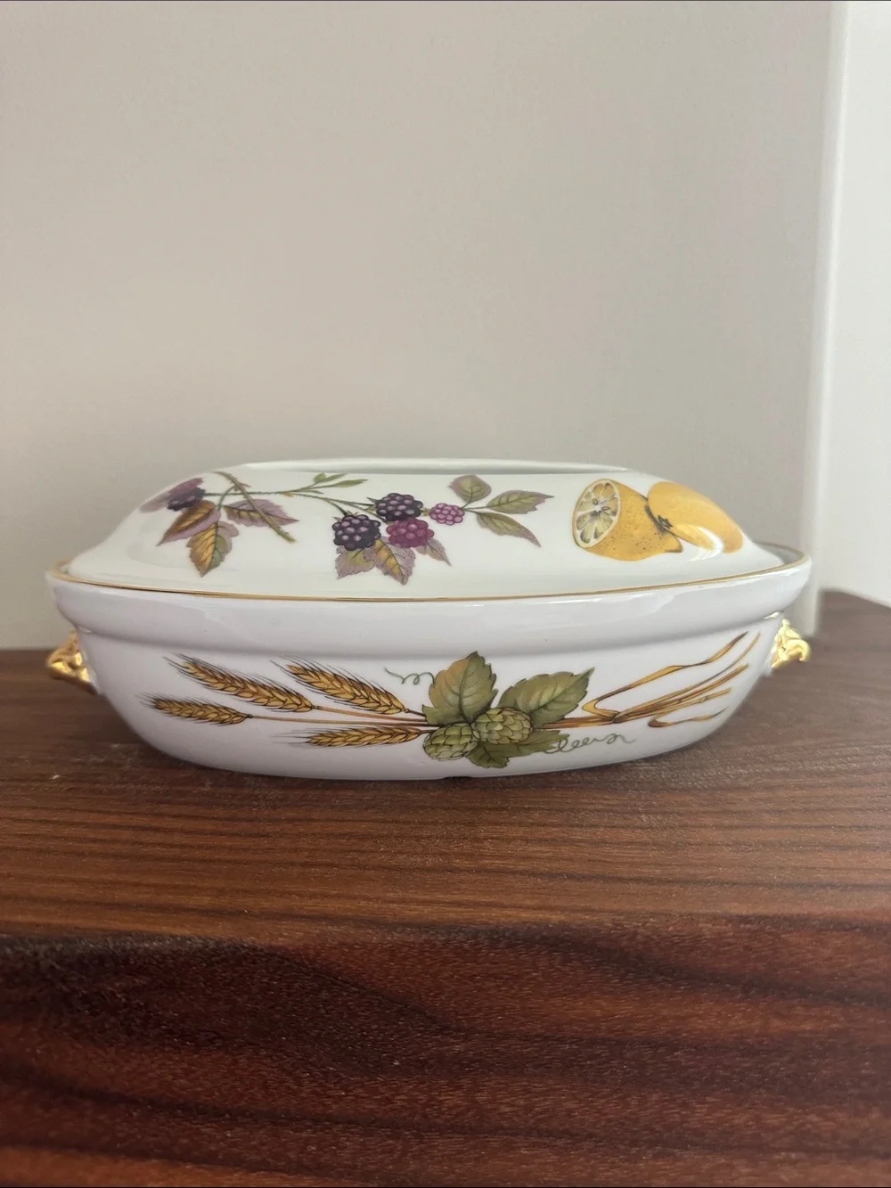 Vintage Royal Worcester Evesham Gold Oval Dish with Lid - Shape 21 Size 3